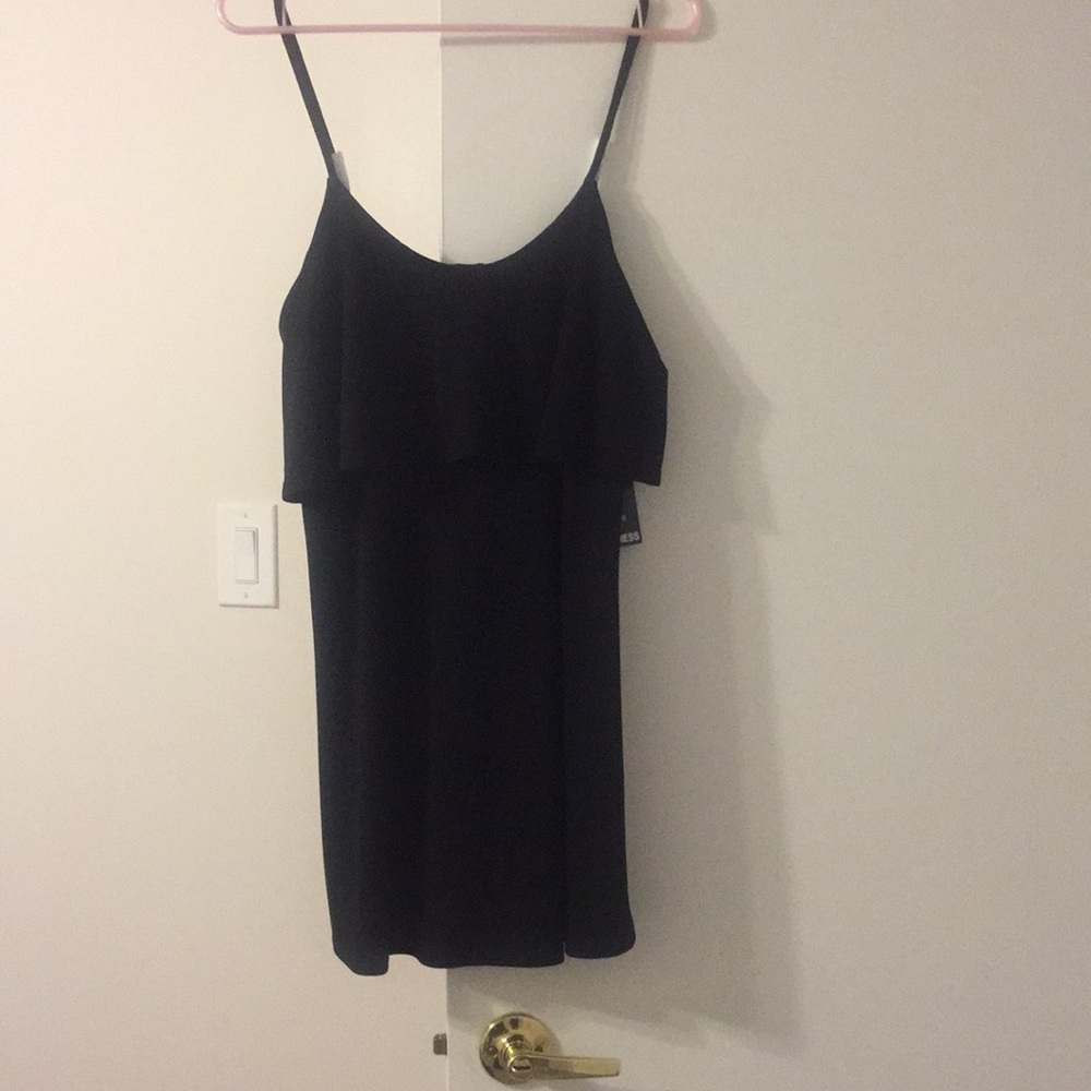 Black express summer dress with ruffle on top